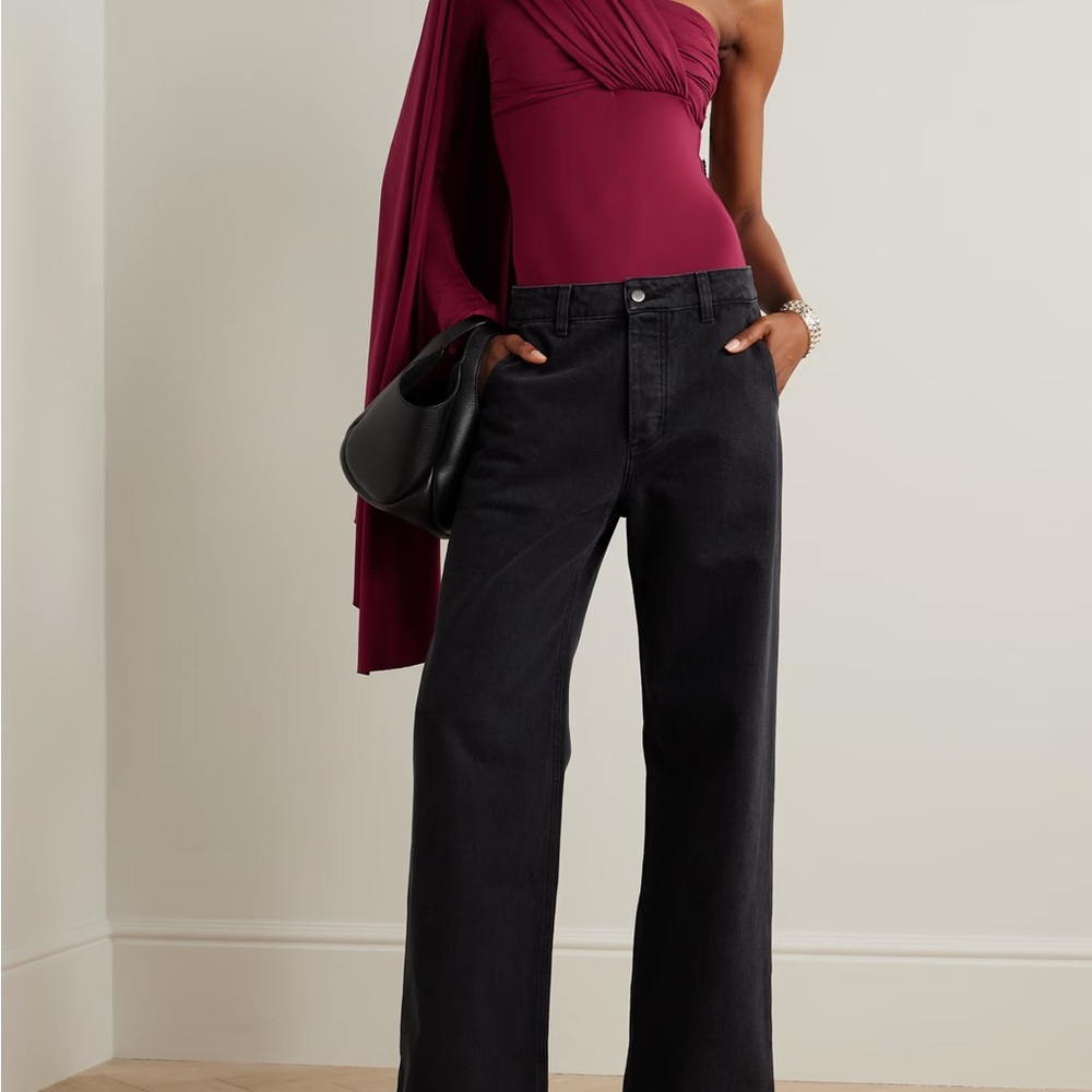 Maygel Coronel Vionnet Draaped one-shoulder bodysuit
